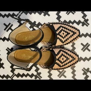 Black and Tan Huarache Sandals